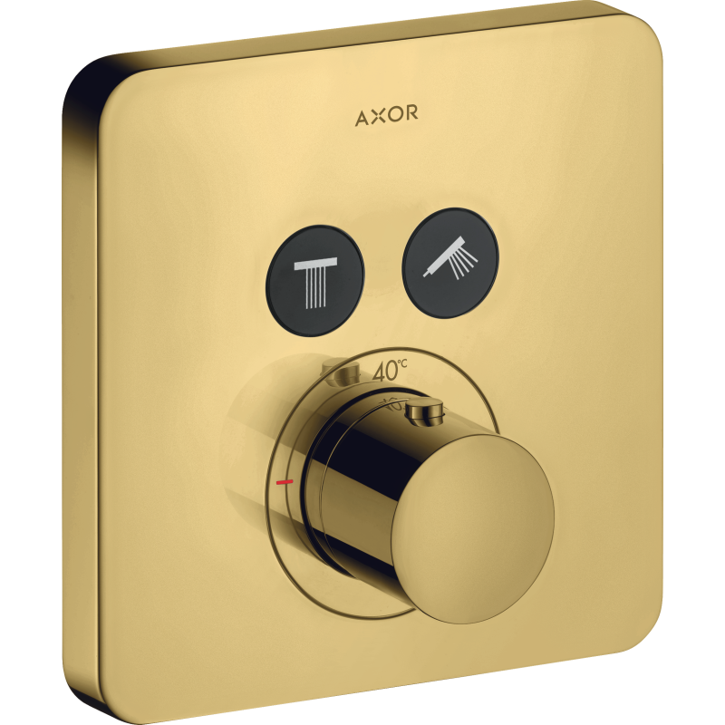Bateria termostatyczna do 2 odbiorników, softsquare, podtynkowa Złoty Optyczny Polerowany ShowerSolutions AXOR 36707990