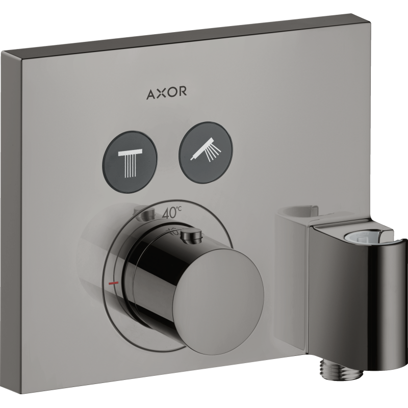 Bateria termo. do 2 odbiorników ze zintegro. przyłączem i uchwytem, podtynk. Czarny Chrom poler ShowerSelect AXOR 36712330