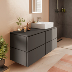 Szafka pod umywalkę wpuszczaną w blat/nablatową z 4 szufladami PushOpen 1375/550 Szary Łupek Matowy Xilesa E HANSGROHE 54306760