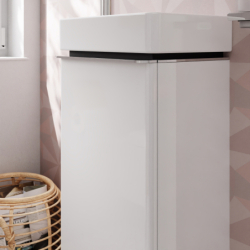 Set mała Umyw. wisząca z półką z szafką z drzwiami lewymi 340/245, Biały Wysoki Połysk Xelu Q HANSGROHE 54362000