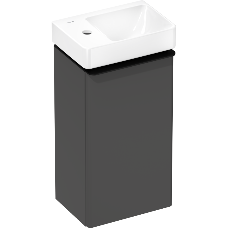 Set mała Umyw. wisząca z półką po lewej stronie z szafką z drzwiami lewymi 340/245, Szary Diament mat Xelu Q HANSGROHE 54363670