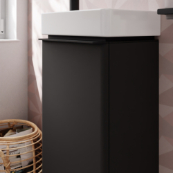 Set mała Umyw. wisząca z półką po lewej stronie z szafką z drzwiami lewymi 340/245, Szary Diament mat Xelu Q HANSGROHE 54363670