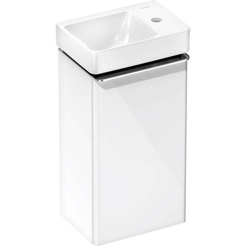 Set mała Umyw. wisząca z półką z szafką z drzwiami prawymi 340/245, Biały Wysoki Połysk Xelu Q HANSGROHE 54365000