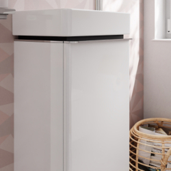 Set mała Umyw. wisząca z półką z szafką z drzwiami prawymi 340/245, Biały Wysoki Połysk Xelu Q HANSGROHE 54365000