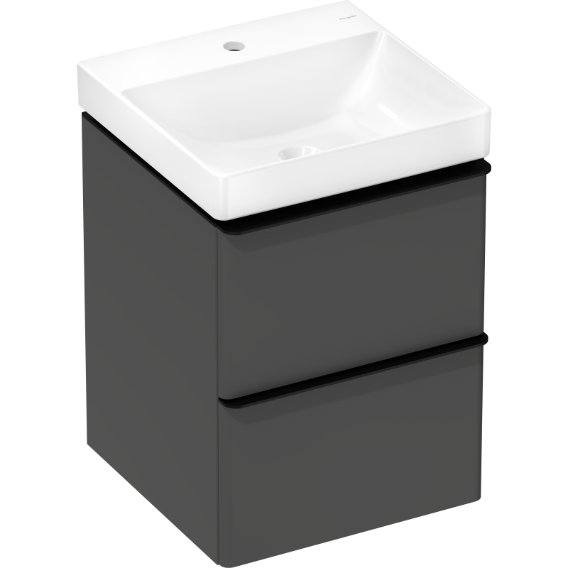 Zestaw mała umywalka wisząca z szafką z 2 szufladami 480/475, Szary Diament Matowy Xelu Q HANSGROHE 54369670