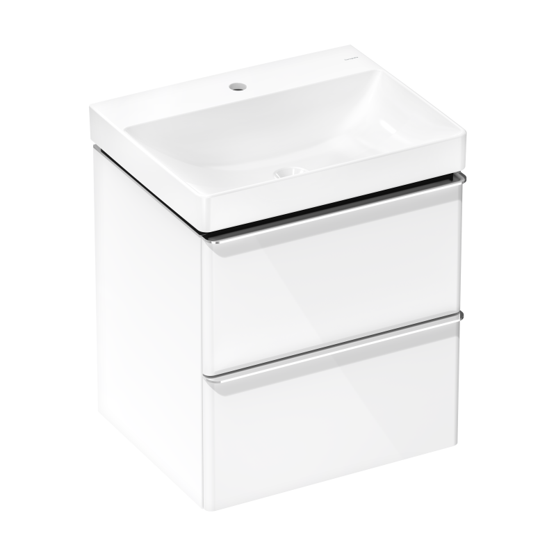 Zestaw umywalka wisząca z szafką z 2 szufladami 580/475, Biały Wysoki Połysk Xelu Q HANSGROHE 54371000