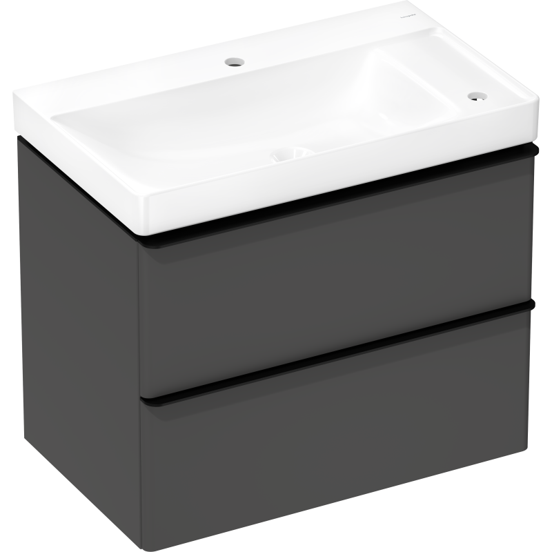 Set umywalka wisząca z półką po prawej stronie z szafką z 2 szufladami 780/475, Szary Diament Matowy Xelu Q HANSGROHE 54381670