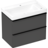 Set umywalka wisząca z półką po prawej stronie z szafką z 2 szufladami 780/475, Szary Diament Matowy Xelu Q HANSGROHE 54381670
