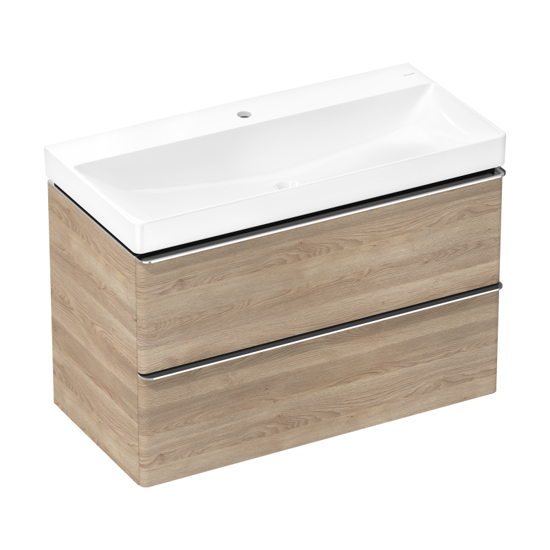 Zestaw umywalka wisząca z szafką z 2 szufladami 980/475, Naturalny Dąb Xelu Q HANSGROHE 54385000