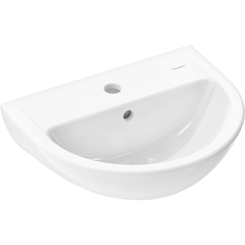 Mała umywalka wisząca 450/370 z otworem na baterię, z przelewem Biały GladeLake S HANSGROHE 60100450