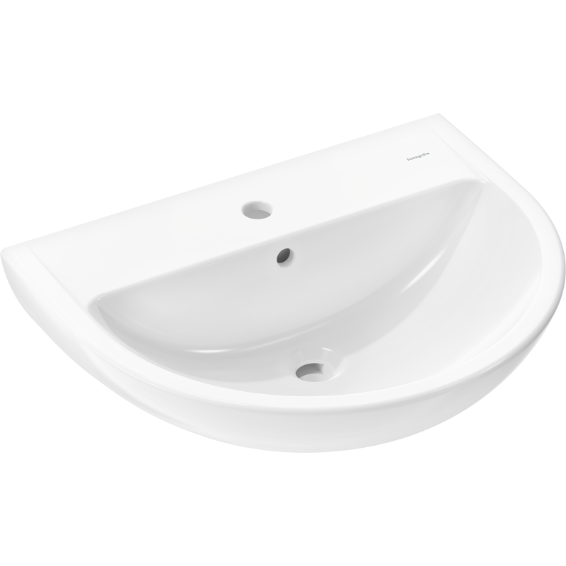 Umywalka wisząca 600/490 z otworem na baterię, z przelewem Biały GladeLake S HANSGROHE 60102450