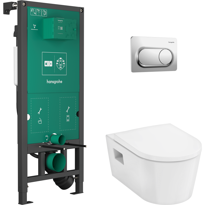 Set stelaż podtynk. iFrame przycisk Original S miska WC EluPura z deską WC Chrom Elupura Original S HANSGROHE 60302000