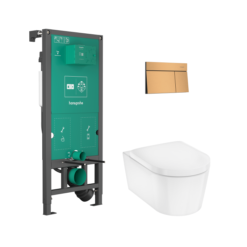 Set stelaż podtynk. iFrame przycisk Element E i miską WC EluPura S z deską WC Brąz brushed Elupura S HANSGROHE 60303140