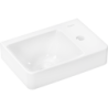 Mała umywalka wisząca z półką po prawej stronie 360/250 z otworem na baterię, bez przelewu Biały Xelu Q HANSGROHE 60314450