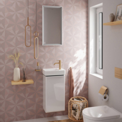 Mała umywalka wisząca z półką po prawej stronie 360/250 z otworem na baterię, bez przelewu Biały Xelu Q HANSGROHE 60314450