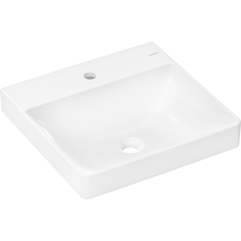 Mała umywalka wisząca 500/480 z otworem na baterię, bez przelewu Biały Xelu Q HANSGROHE 60316450