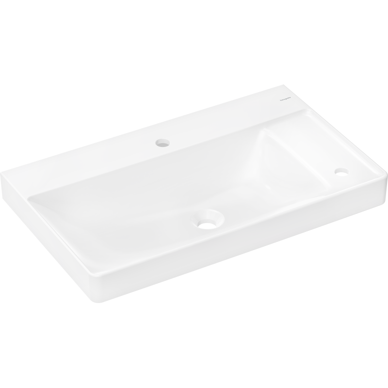 Umywalka wisząca z półką po prawej stronie 800/480 z 2 otworami na baterie, bez przelewu Biały Xelu Q HANSGROHE 60319450