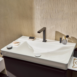 Umywalka wisząca z półką po lewej stronie 800/480 z 2 otworami na baterie, bez przelewu Biały Xelu Q HANSGROHE 60320450