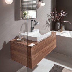Bateria umywalkowa 210 z obrotową wylewką bez kompletu odpływowego Czarny Chrom Szczotkowany Vivenis HANSGROHE 75032340