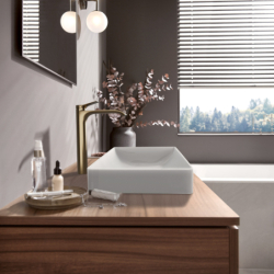 Bateria umywalkowa 250 CoolStart do umywalek nablatowych z kpl odpływowym z cięgłem Brąz Szczotkowany Vivenis HANSGROHE 75044140