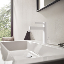 Jednouchwytowa bateria umywalkowa 110 CoolStart z kompletem odpływowym z cięgłem Biały Matowy Finoris HANSGROHE 76025700