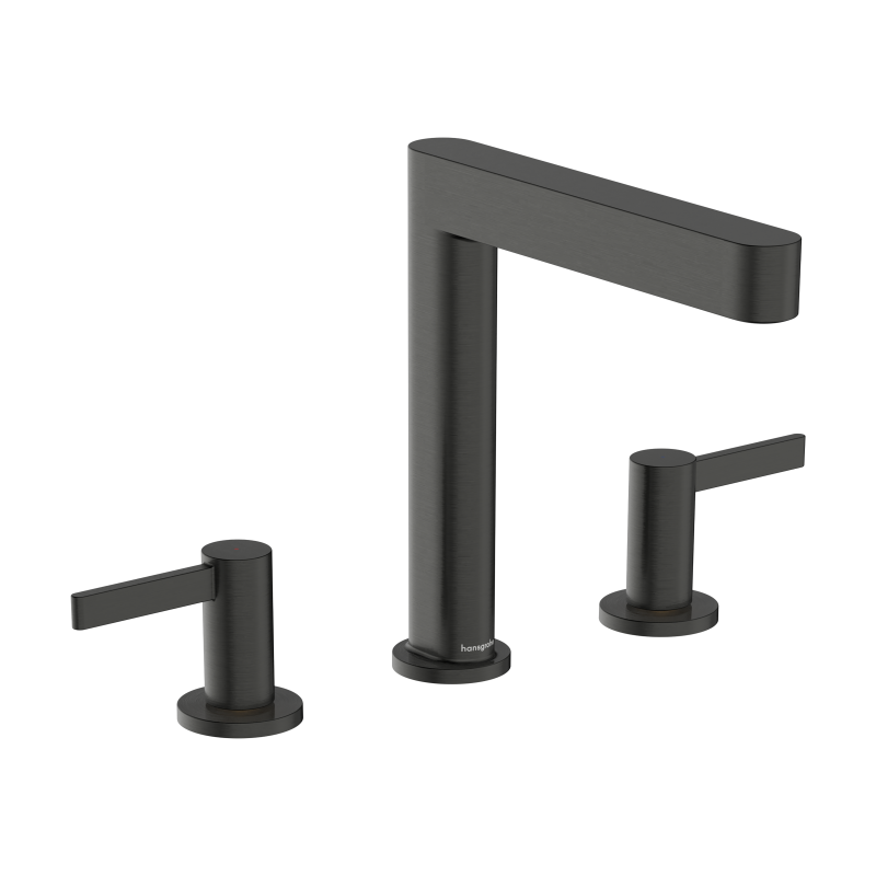 3-otworowa bateria umywalkowa 160 z kompletem odpływowym Push-Open Czarny Chrom Szczotkowany Finoris HANSGROHE 76034340