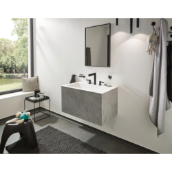3-otworowa bateria umywalkowa 160 z kompletem odpływowym Push-Open Czarny Chrom Szczotkowany Finoris HANSGROHE 76034340