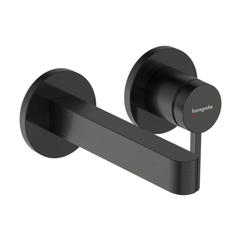 Jednouchwytowa bateria umywalkowa z wylewką 16,8 cm, ścienna, podtynkowa Czarny Chrom Szczotkowany Finoris HANSGROHE 76051340