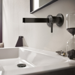Jednouchwytowa bateria umywalkowa z wylewką 16,8 cm, ścienna, podtynkowa Czarny Chrom Szczotkowany Finoris HANSGROHE 76051340