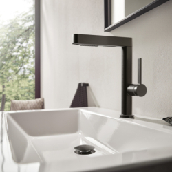 Bateria umywalkowa 230 z wyciąganą wylewką 2jet i kpl. odpływ. Push-Open Czarny Chrom Szczotkowany Finoris HANSGROHE 76063340