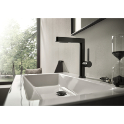 Bateria umywalkowa 230 z wyciąganą wylewką 2jet i kpl. odpływ. Push-Open Czarny Chrom Szczotkowany Finoris HANSGROHE 76063340