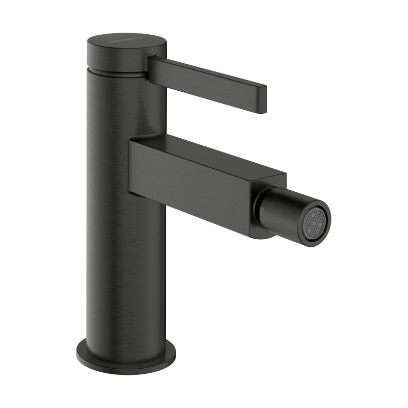 Jednouchwytowa bateria bidetowa z kompletem odpływowym Push-Open Czarny Chrom Szczotkowany Finoris HANSGROHE 76200340