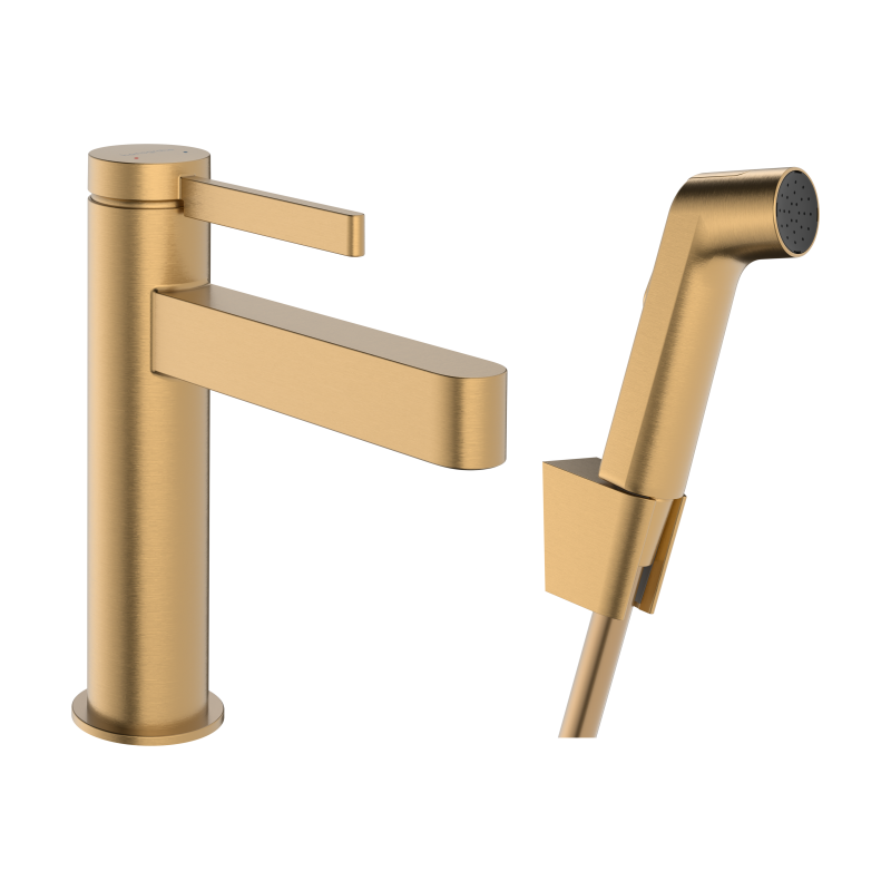 Bateria umywalkowa 110 z główką Bidette i wężem 160 cm, kpl odpływowy Push-Open Brąz Szczotkowany Finoris HANSGROHE 76210140
