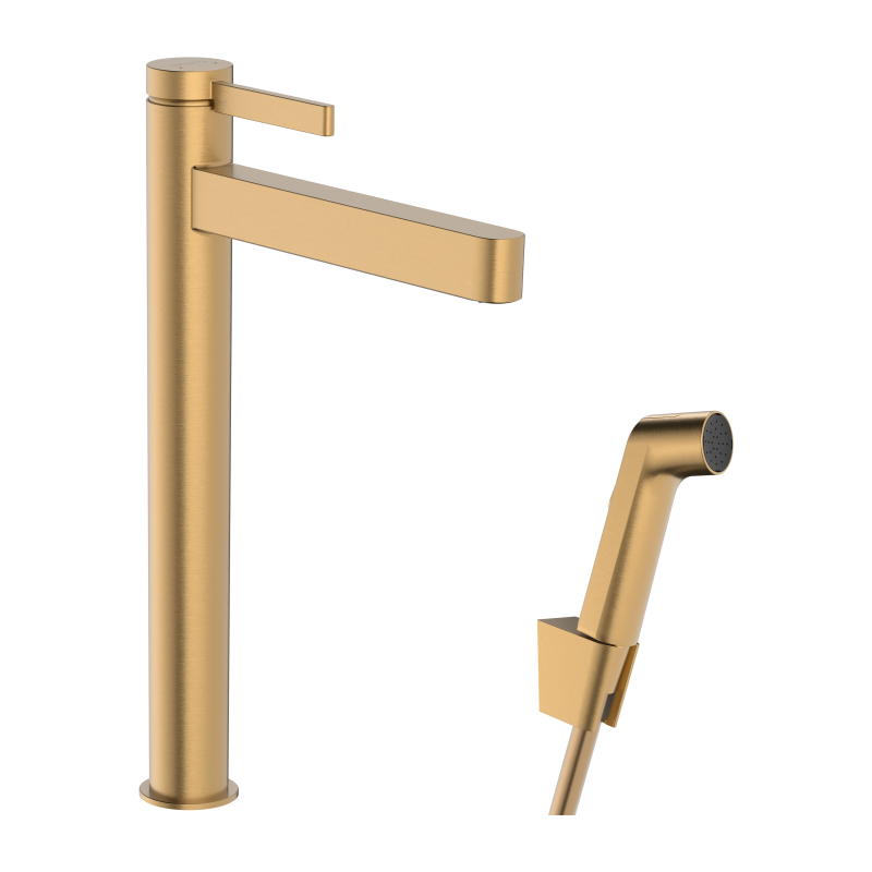 Bateria umywalkowa 260 z główką Bidette i wężem 160 cm, kpl odpływowy Push-Open Brąz Szczotkowany Finoris HANSGROHE 76220140