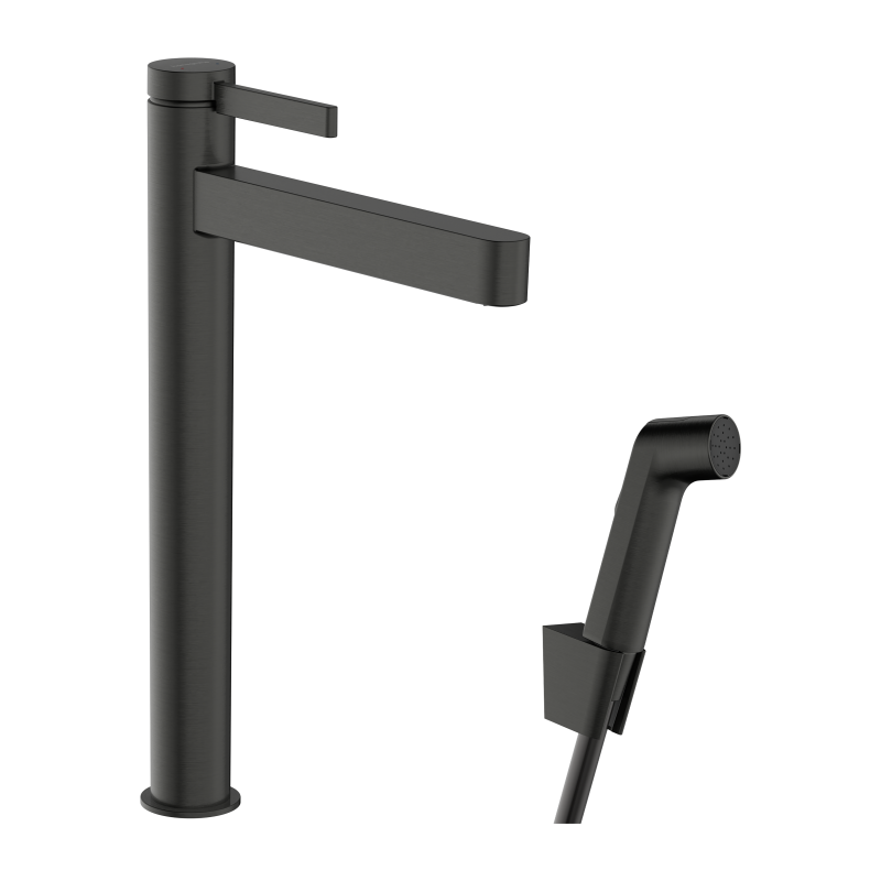 Bateria umyw. 260 z główką Bidette i wężem 160 cm, kpl odpływowy Push-Open Czarny Chrom Szczotkowany Finoris HANSGROHE 76220340