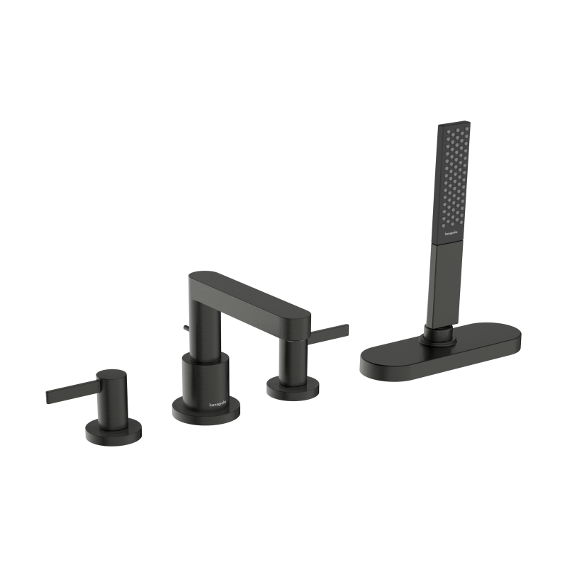 4-otworowa bateria na brzeg wanny, sBox Czarny Chrom Szczotkowany Finoris HANSGROHE 76444340