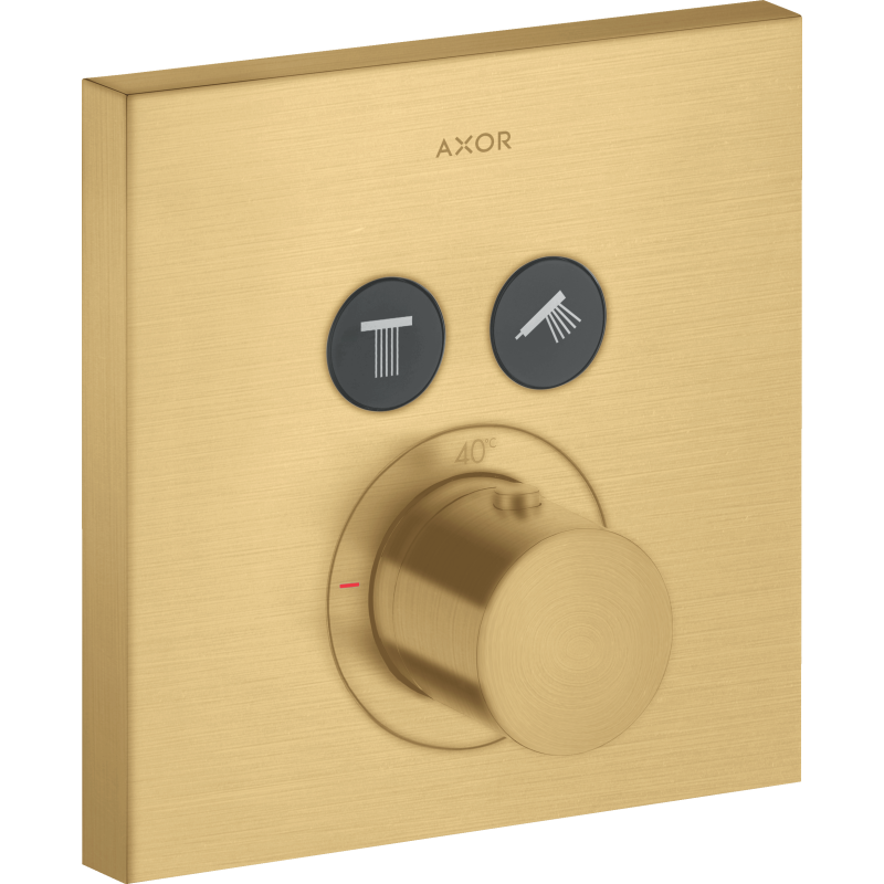 Bateria termostatyczna do 2 odbiorników, kwadratowy, podtynkowa Złoty Optyczny Szczotkowany ShowerSolutions AXOR 36715250