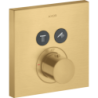 Bateria termostatyczna do 2 odbiorników, kwadratowy, podtynkowa Złoty Optyczny Szczotkowany ShowerSolutions AXOR 36715250
