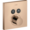 Bateria termostatyczna do 2 odbiorników, kwadratowy, podtynkowa Czerwony Złoty Polerowany ShowerSolutions AXOR 36715300