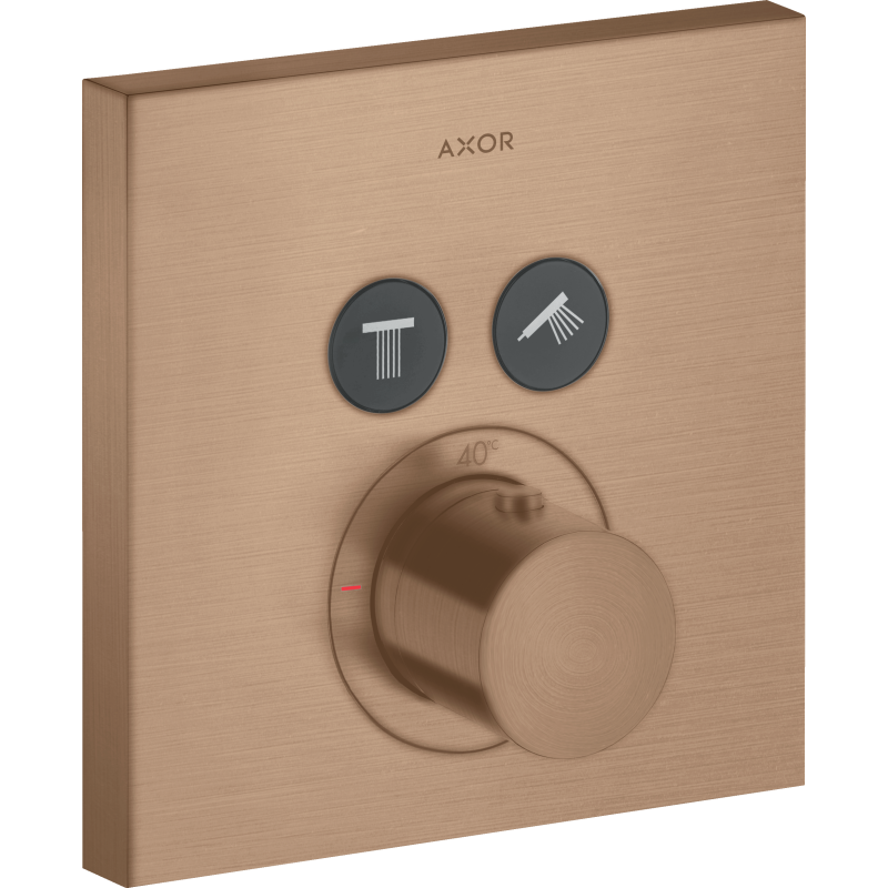 Bateria termostatyczna do 2 odbiorników, kwadratowy, podtynkowa Czerwony Złoty Szczotkowany ShowerSolutions AXOR 36715310