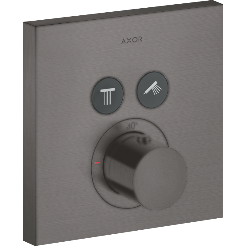 Bateria termostatyczna do 2 odbiorników, kwadratowy, podtynkowa Czarny Chrom Szczotkowany ShowerSolutions AXOR 36715340