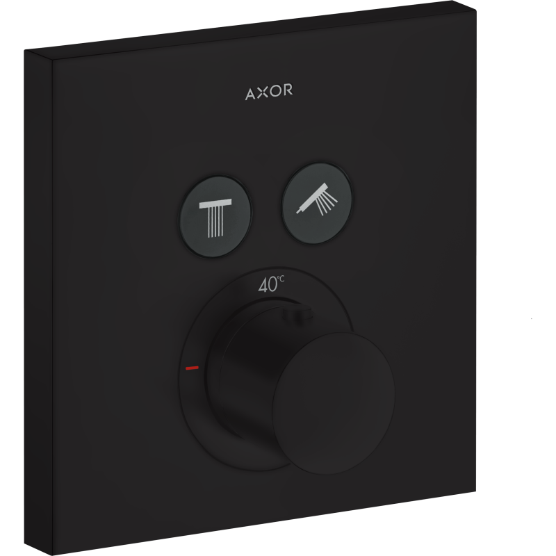Bateria termostatyczna do 2 odbiorników, kwadratowy, podtynkowa Czarny Matowy ShowerSolutions AXOR 36715670