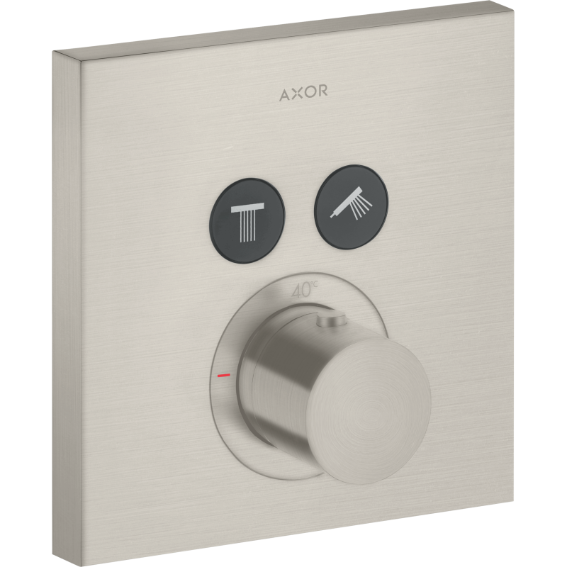Bateria termostatyczna do 2 odbiorników, kwadratowy, podtynkowa Stal Szlachetna Optyczna ShowerSolutions AXOR 36715800
