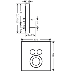 Bateria termostatyczna do 2 odbiorników, kwadratowy, podtynkowa Stal Szlachetna Optyczna ShowerSolutions AXOR 36715800