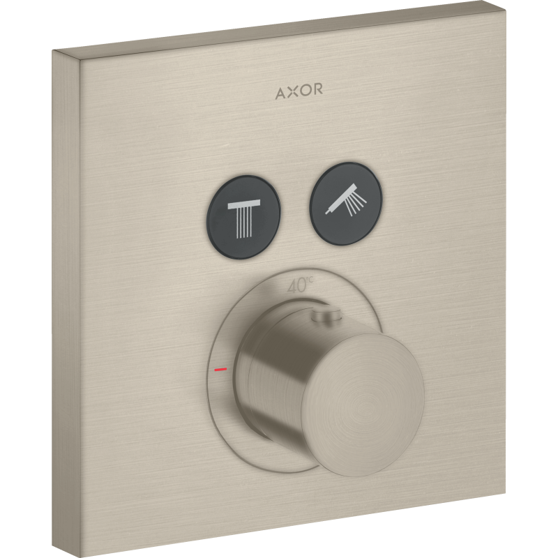 Bateria termostatyczna do 2 odbiorników, kwadratowy, podtynkowa Nikiel Szczotkowany ShowerSolutions AXOR 36715820