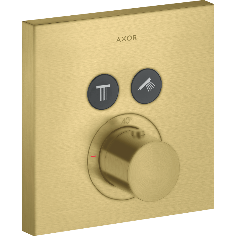 Bateria termostatyczna do 2 odbiorników, kwadratowy, podtynkowa Mosiądz Szczotkowany ShowerSolutions AXOR 36715950