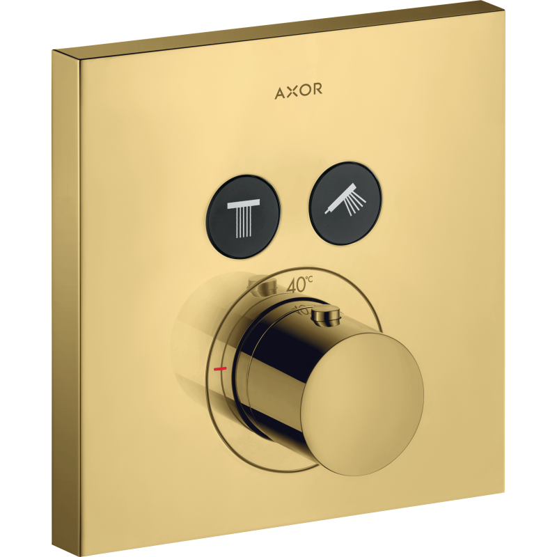 Bateria termostatyczna do 2 odbiorników, kwadratowy, podtynkowa Złoty Optyczny Polerowany ShowerSolutions AXOR 36715990