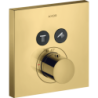 Bateria termostatyczna do 2 odbiorników, kwadratowy, podtynkowa Złoty Optyczny Polerowany ShowerSolutions AXOR 36715990