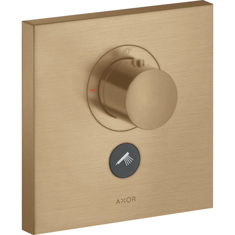 Bateria termo. HighFlow do 1 odbiornika z dodatkowym wyjściem, kwadratowa, podtynkowa Brąz brushed ShowerSelect AXOR 36716140