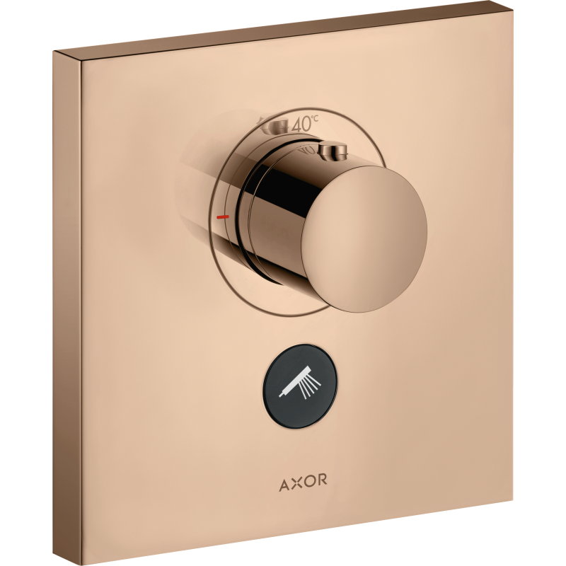 Bateria termo. HighFlow do 1 odb. z dodatkowym wyjściem, kwadratowa, podtynk. Czerwony Złoty poler ShowerSelect AXOR 36716300